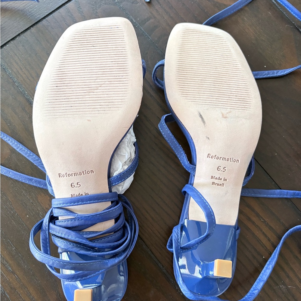 Reformation Royal Blue Sammie Lace Up Strappy Sandals - Picture 4 of 6